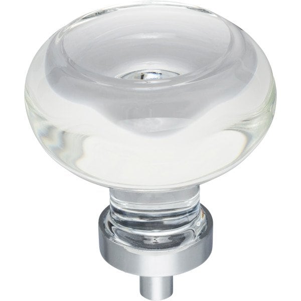 Jeffrey Alexander 1-3/4" Diameter Polished Chrome Button Glass Harlow Cabinet Knob G120L-PC - main